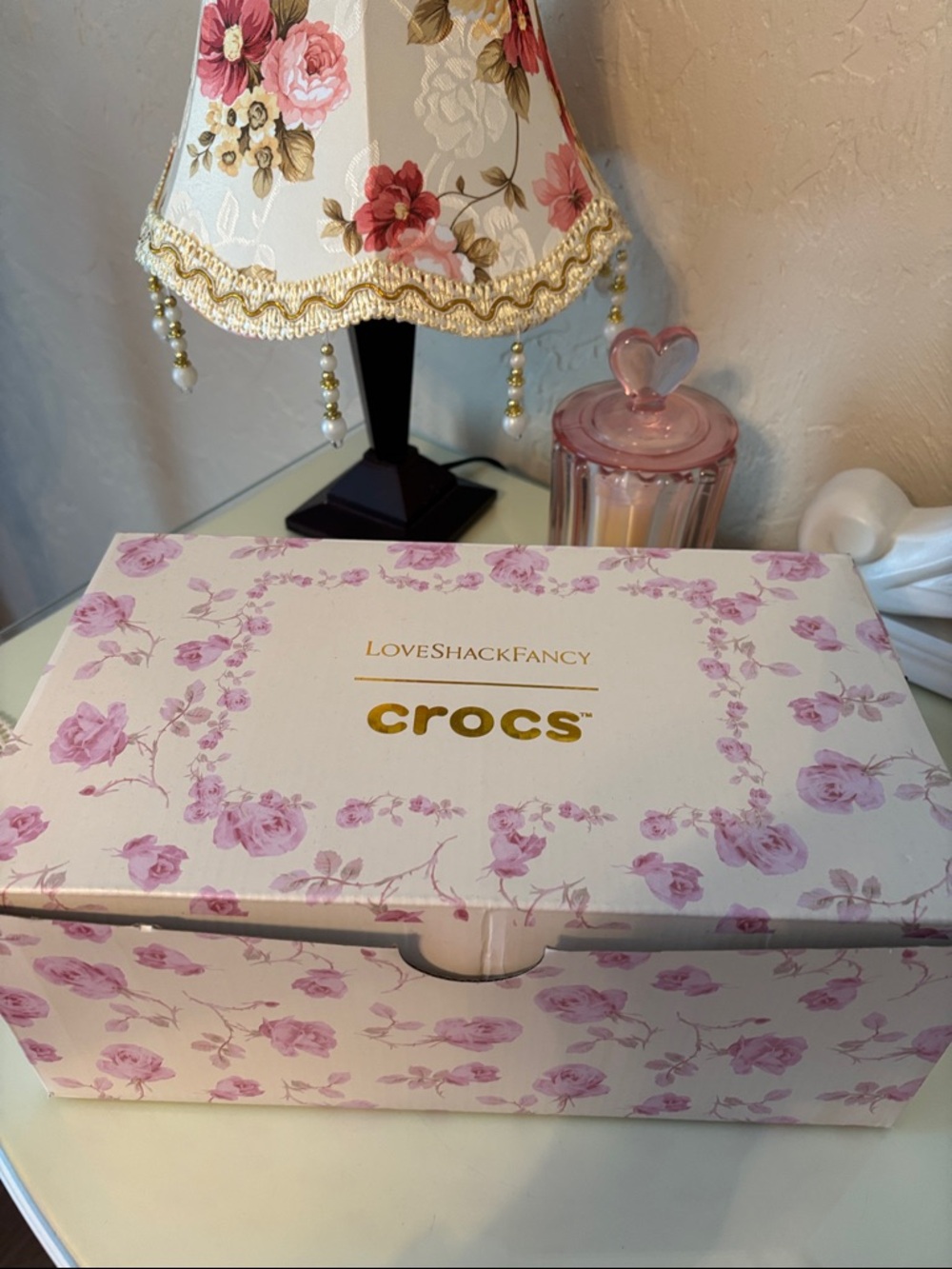 CROCS Floral-Print Shoe Box with Gold Logo Love Shack Fancy Ballet